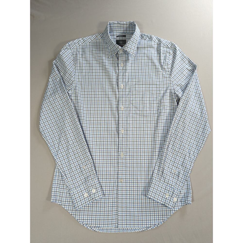 Bluffworks Meridian Slim Fit Check Button Down Dress Shirt Blue XS